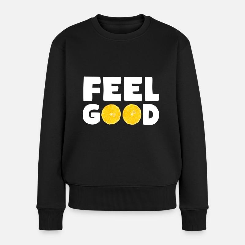 FEEL GOOD Zitronen - Frauen Premium Bio Pullover - Schwarz