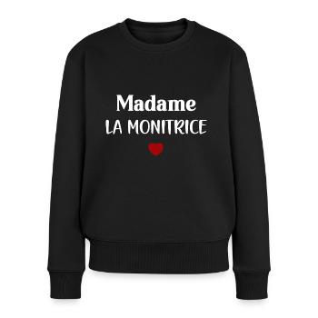 Madame la monitrice - Pull Premium bio Femme - noir - Devant - Julia (174cm)