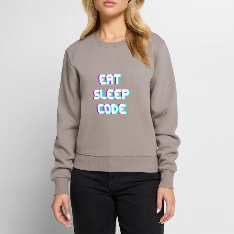 EAT SLEEP CODE Programmeur Coder Devise Pull Premium bio Femme