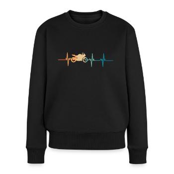 Motorrad Herzschlag - Frauen Premium Bio Pullover - Schwarz - Vorne - Julia (174cm)