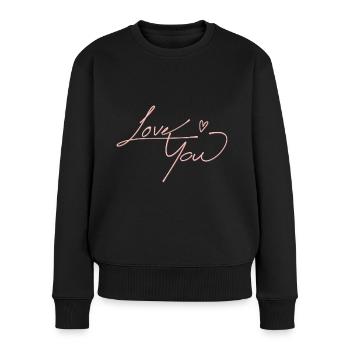 LIEBE DICH. - Frauen Premium Bio Pullover - Schwarz - Vorne - Julia (174cm)