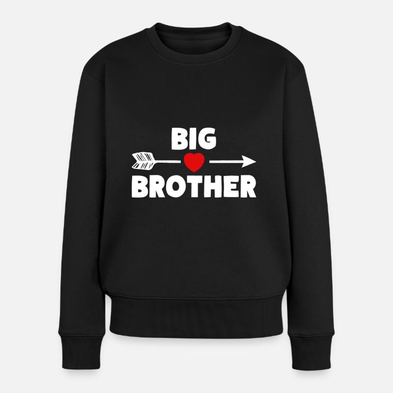 BIG BROTHER Geschwister Herz - Frauen Premium Bio Pullover - Schwarz