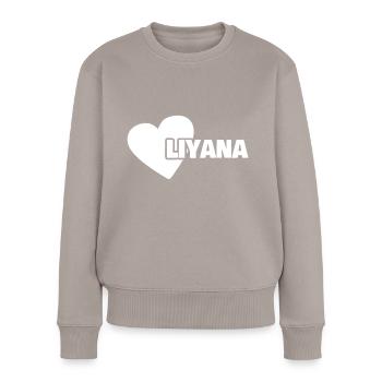 Liyana comme prénom - Pull Premium bio Femme - taupe - Devant - Julia (174cm)