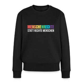 Menschenrechte Demonstration gegen Rechtstatt - Frauen Premium Bio Pullover - Schwarz - Vorne - Julia (174cm)