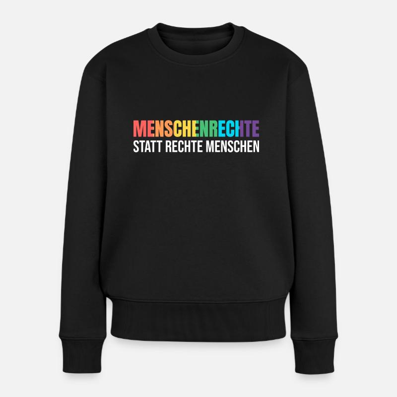 Menschenrechte Demonstration gegen Rechtstatt - Frauen Premium Bio Pullover - Schwarz