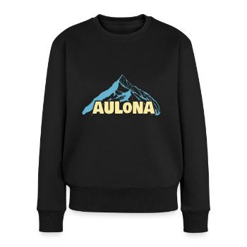 Nom de femme Aulona - Pull Premium bio Femme - noir - Devant - Julia (174cm)