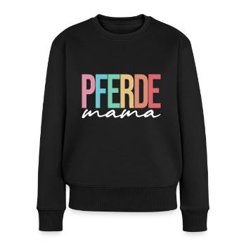 Pferdemama – Buntes Pferde-Design für Reiterinnen - Frauen Premium Bio Pullover - Schwarz - Vorne - Julia (174cm)
