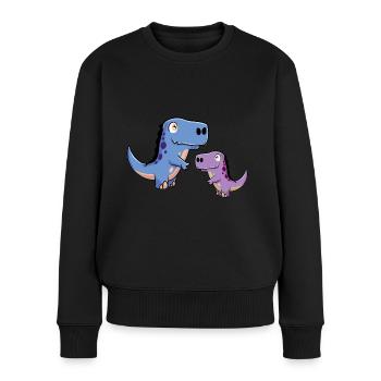 Dinosaurus Dino Uhrzeit Steinzeit Kinder Baby Kind - Frauen Premium Bio Pullover - Schwarz - Vorne - Julia (174cm)