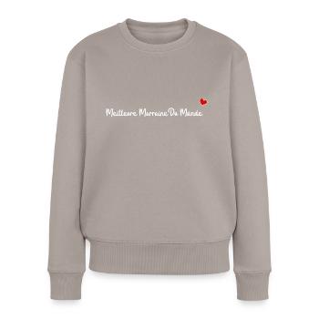 Meilleure marraine du monde - Pull Premium bio Femme - taupe - Devant - Julia (174cm)