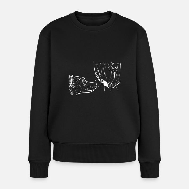 Pferd und Hund - Frauen Premium Bio Pullover - Schwarz