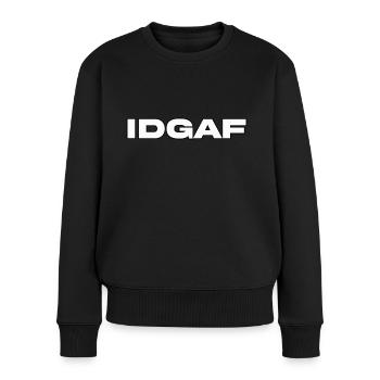 IDGAF - Pull Premium bio Femme - noir - Devant - Julia (174cm)