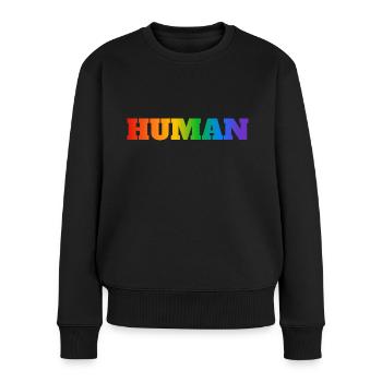 MENSCHLICHES LGBT - Frauen Premium Bio Pullover - Schwarz - Vorne - Julia (174cm)