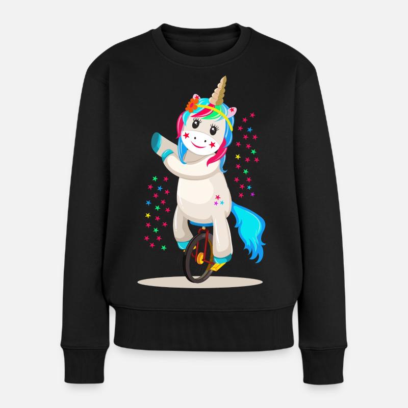 Licorne Unicorn sur un monocycle - Pull Premium bio Femme - noir