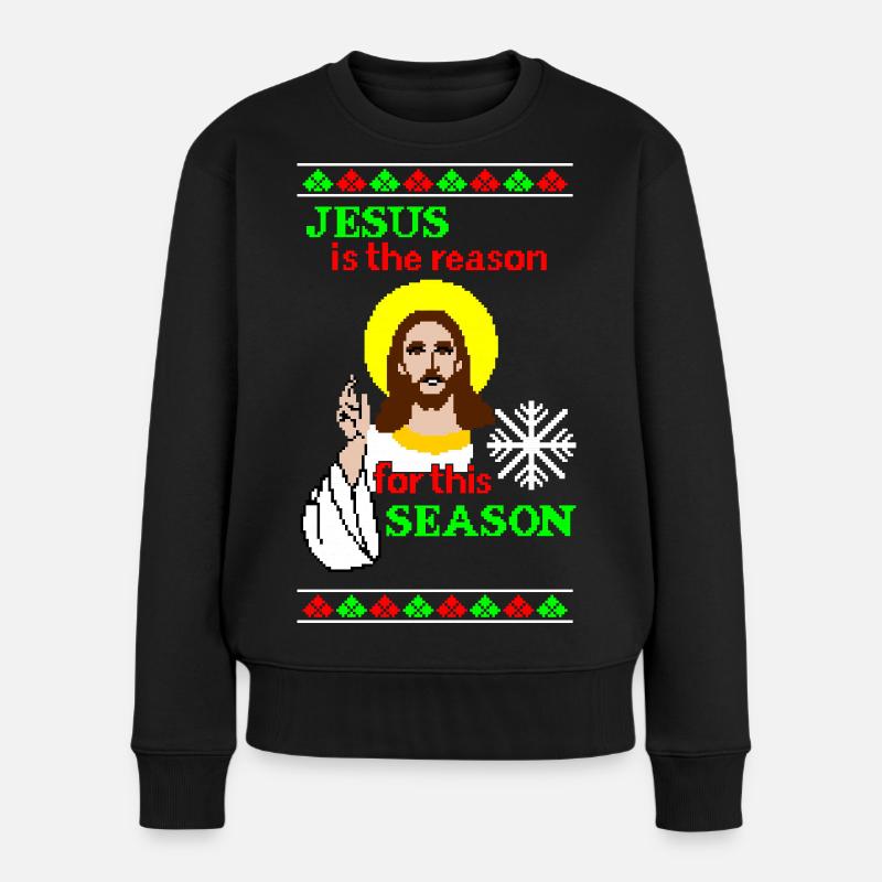 Jesus is the reason - Frauen Premium Bio Pullover - Schwarz