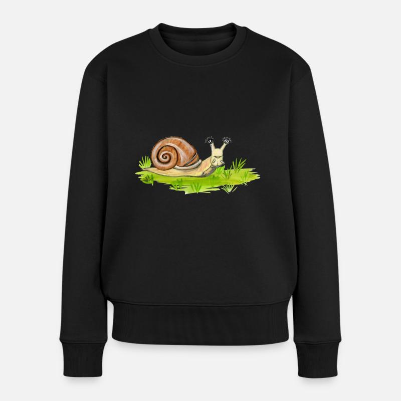 lustige Schnecke - Frauen Premium Bio Pullover - Schwarz