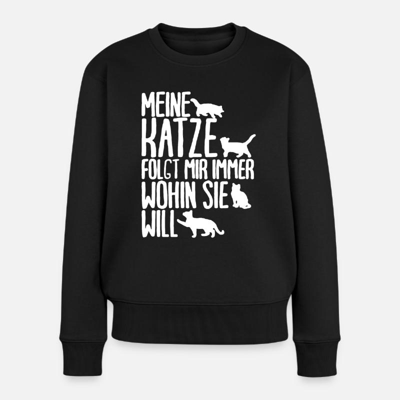 Katzen Katze Katzenshirt Katze Geschenkidee - Frauen Premium Bio Pullover - Schwarz