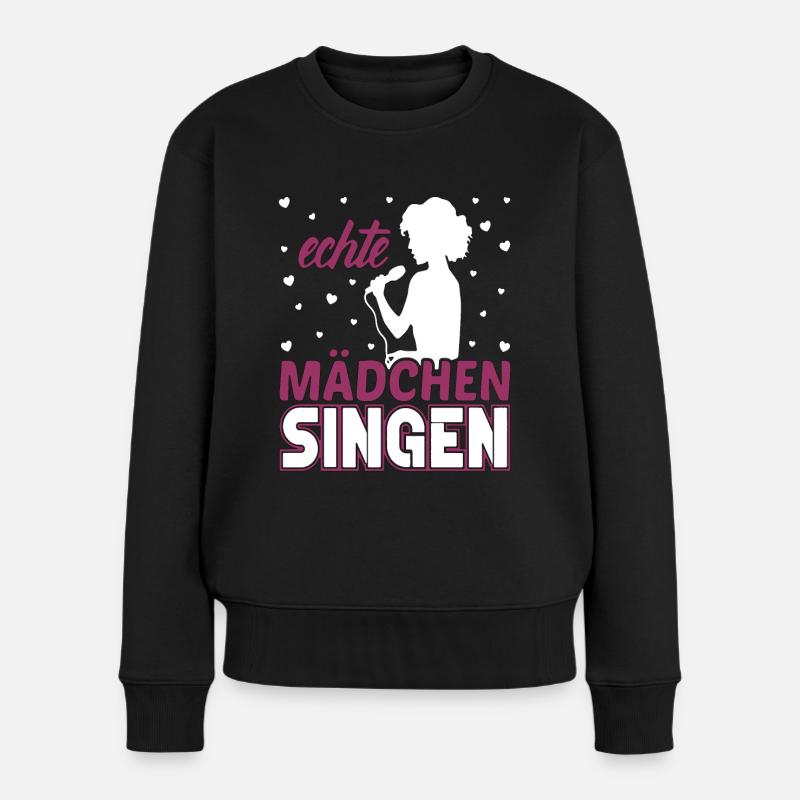 Echte Mädchen singen Sängerin Singen Hobby - Frauen Premium Bio Pullover - Schwarz