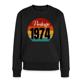 Jahrgang 1974 - Frauen Premium Bio Pullover - Schwarz - Vorne - Julia (174cm)