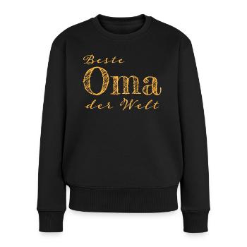Oma Großmutter Geschenk Geschenkidee - Frauen Premium Bio Pullover - Schwarz - Vorne - Julia (174cm)