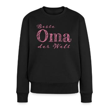 Oma Großmutter Geschenk Geschenkidee - Frauen Premium Bio Pullover - Schwarz - Vorne - Julia (174cm)
