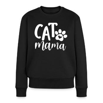 Maman chat - Pull Premium bio Femme - noir - Devant - Julia (174cm)