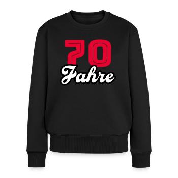 70 Jahre Jubiläum Geburtstag - Frauen Premium Bio Pullover - Schwarz - Vorne - Julia (174cm)