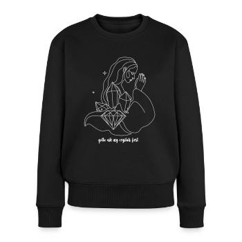 Ask My Crystals - Frauen Premium Bio Pullover - Schwarz - Vorne - Julia (174cm)