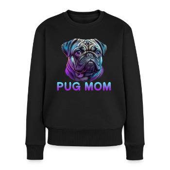 Mops Mom - Frauen Premium Bio Pullover - Schwarz - Vorne - Julia (174cm)