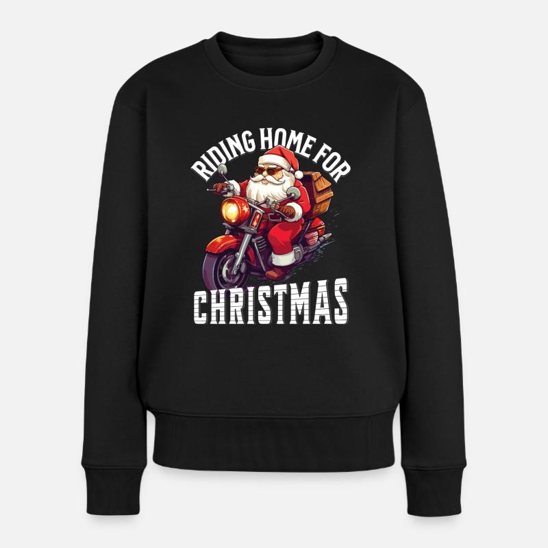 Weihnachtsmann Motorrad Sonnenbrille Weihnachten - Frauen Premium Bio Pullover - Schwarz