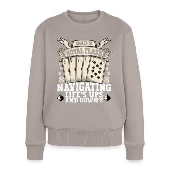 Dad's Royal Flash Navigating Lief's Ups And Down's - Women's Premium Organic Jumper - taupe - Front - Julia (174cm)