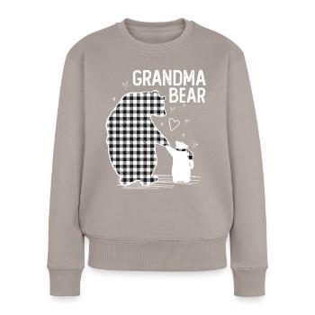 Grandma Bear - Frauen Premium Bio Pullover - Taupe - Vorne - Julia (174cm)