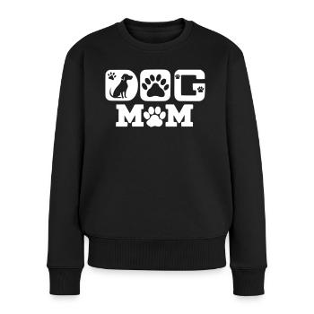 Dog Mom - Frauen Premium Bio Pullover - Schwarz - Vorne - Julia (174cm)