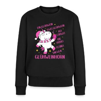 Glühweinhorn Einhorn Glühwein Sprüche Geschenk - Frauen Premium Bio Pullover - Schwarz - Vorne - Julia (174cm)