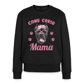 Cane corso mama propriétaire femme lunettes fleurs - Pull Premium bio Femme - noir - Devant - Julia (174cm)