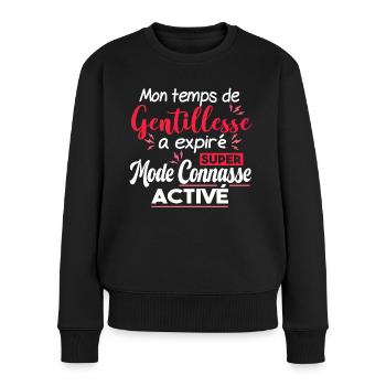 Connasse. Gentille femme. Cadeau vengeance rancune - Pull Premium bio Femme - noir - Devant - Julia (174cm)