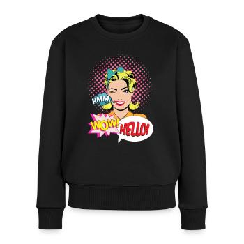 SCHÖNE FRAU POP ART VINTAGE-Idee Geschenk Humor - Frauen Premium Bio Pullover - Schwarz - Vorne - Julia (174cm)