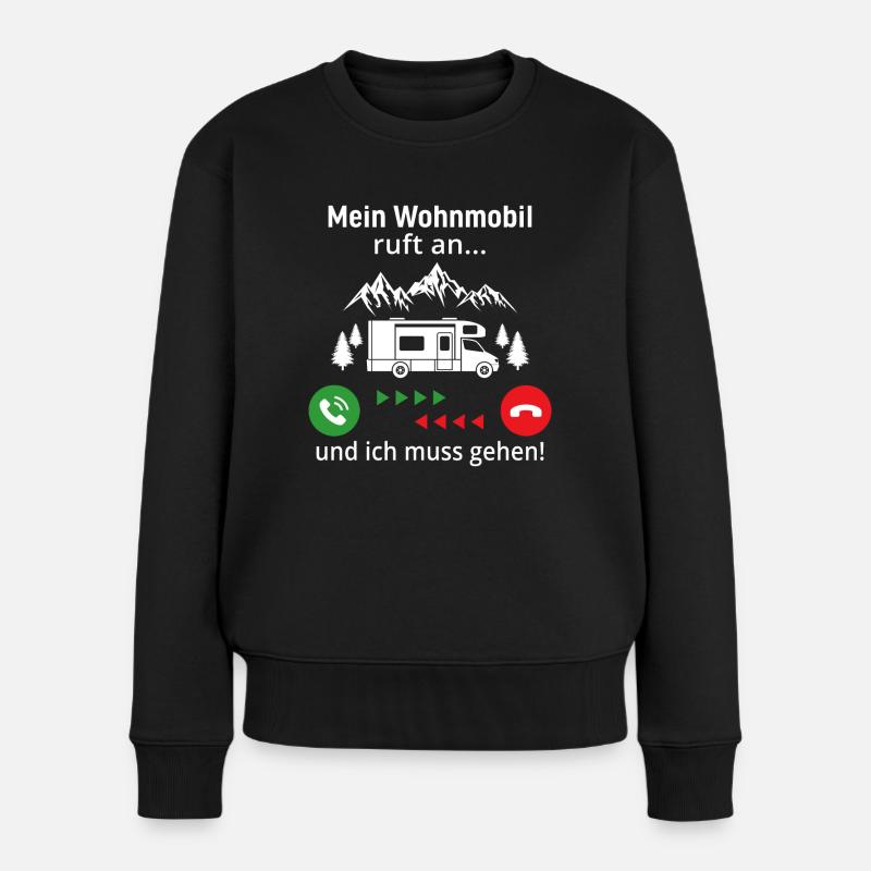 mein wohnmobil ruft an und ich muss gehen - Frauen Premium Bio Pullover - Schwarz