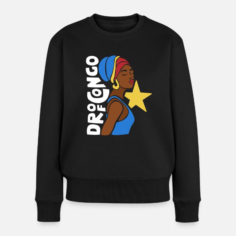 DRC DR of Congo Kongo Kinshasa Black Heritage - Frauen Premium Bio Pullover - Schwarz