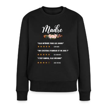 maman citation fleurs critique film drôle madre - Pull Premium bio Femme - noir - Devant - Julia (174cm)