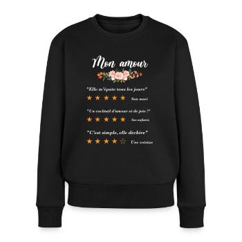Mon amour citation fleurs critique fan film couple - Pull Premium bio Femme - noir - Devant - Julia (174cm)