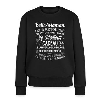 Meilleur cadeau belle maman ciel et terre drôle - Pull Premium bio Femme - noir - Devant - Julia (174cm)