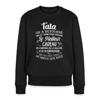 Meilleur cadeau tata ciel et terre drôle tantine - Pull Premium bio Femme - noir - Devant - Julia (174cm)