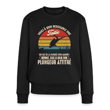 tatie pratiquante plongée sous marine plongeur - Pull Premium bio Femme - noir - Devant - Julia (174cm)
