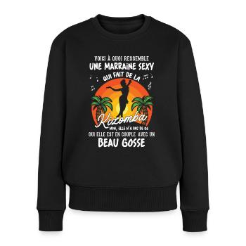 Demande marraine danseuse kizomba sexy couple BG - Pull Premium bio Femme - noir - Devant - Julia (174cm)