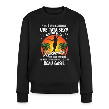 tata danseuse kizomba sexy couple BG amour tante - Pull Premium bio Femme - noir - Devant - Julia (174cm)