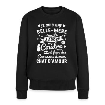 belle mère coudre couture propriétaire chat maman - Pull Premium bio Femme - noir - Devant - Julia (174cm)