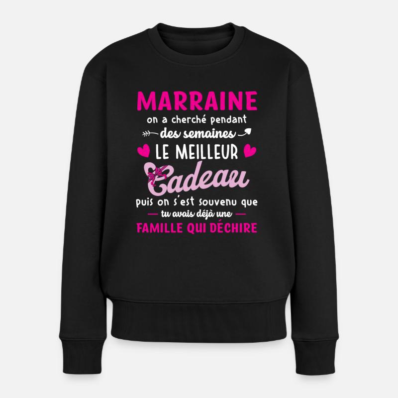 Meilleur cadeau demande annonce marraine coeur - Pull Premium bio Femme - noir