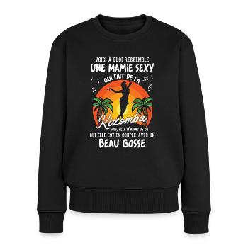 mamie danseuse kizomba sexy couple BG amour mémé - Pull Premium bio Femme - noir - Devant - Julia (174cm)