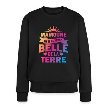 mamoune tu es la plus belle de la terre - Pull Premium bio Femme - noir - Devant - Julia (174cm)