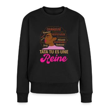 Cadeau tata femme afro reine africaine - Pull Premium bio Femme - noir - Devant - Julia (174cm)
